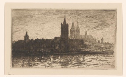 View of Cologne at evening