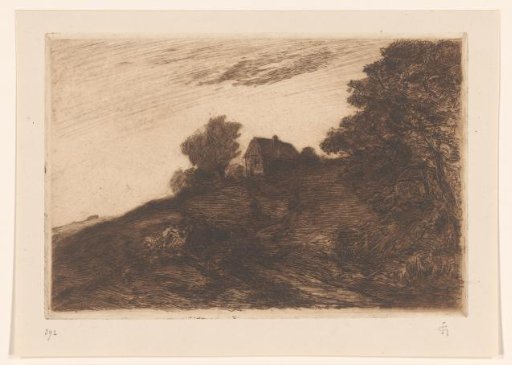 House on a hill near Materborn in the twilight