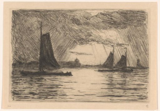 View of the Maas at Dordrecht by evening