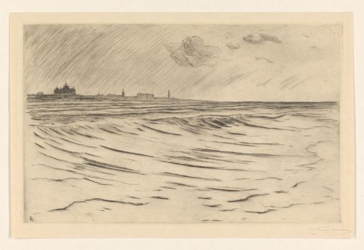 View of the coast at Scheveningen seen from the pier
