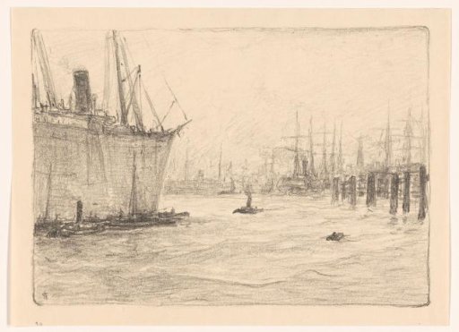 Ships in the harbour of Hamburg