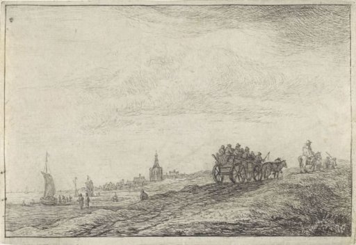 Coastline with horse and cart