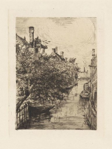 View of a small canal in Amsterdam