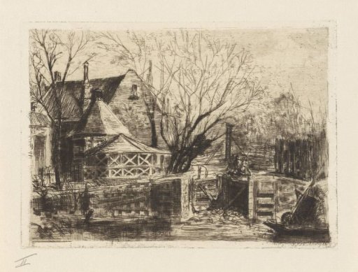 Polderhuis with the sluice in the Boerenwetering in Amsterdam