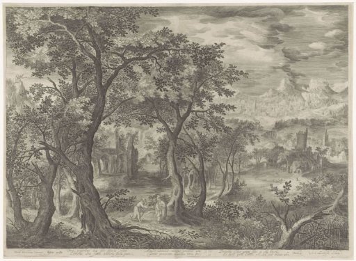 Mountain landscape with the Temptation of Christ