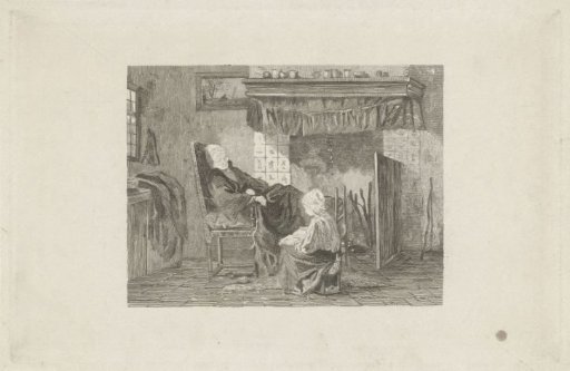 Old Woman Before a Fireplace