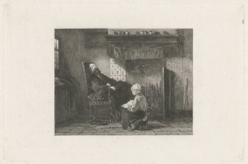 Old Woman Before a Fireplace