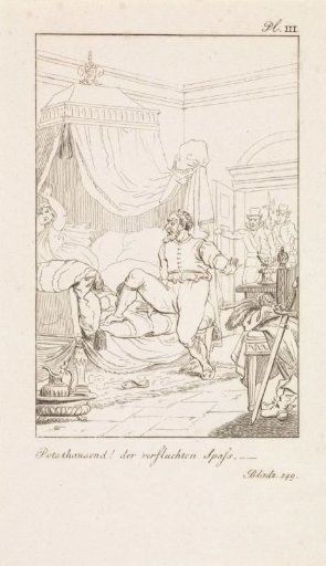 Man Entering a Canopy Bed with a Lady
