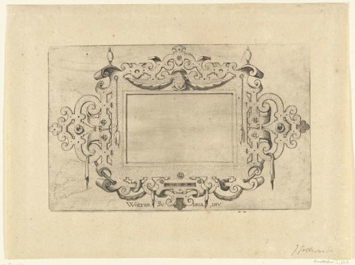 Cartouche of dotted scrollwork