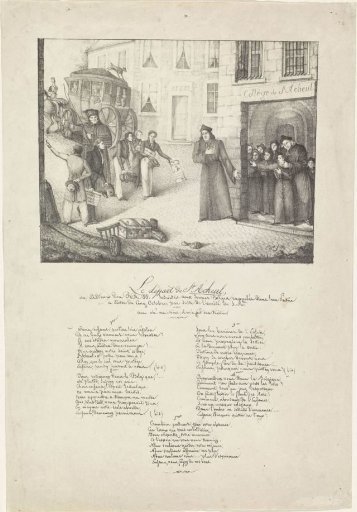 Satirical print on the departure of priest students from St. Acheul, 1825