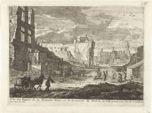 Ruins of the fountain den Spauwer, Brussels, 1695