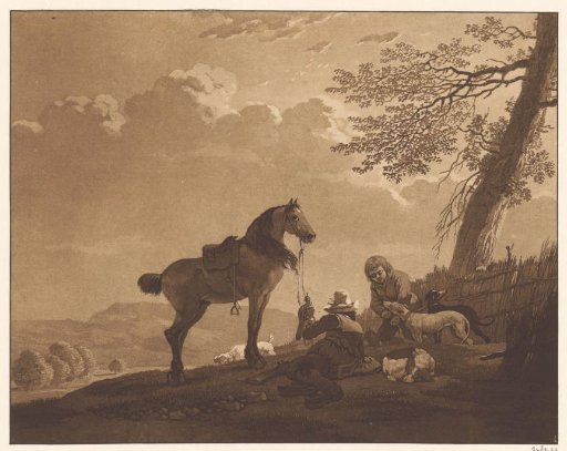 Landscape with resting falconers