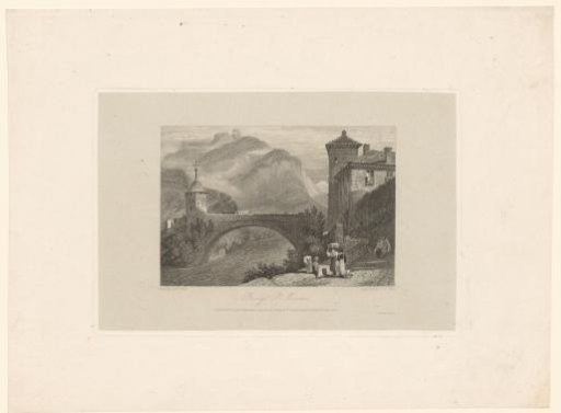 View of the bridge of the village of Saint-Maurice in Switzerland