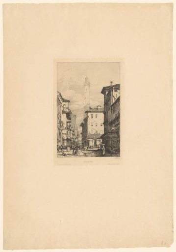 View of a Street in Bologna with the Torre degli Asinelli