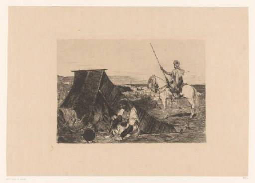 Landscape with tent and rider
