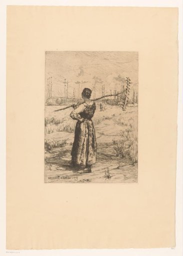 Woman with a Rake in the Field