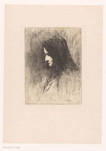 Bust of an Old Woman with a Headscarf, Seen from the Side