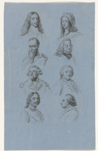 Portraits of eight historical figures