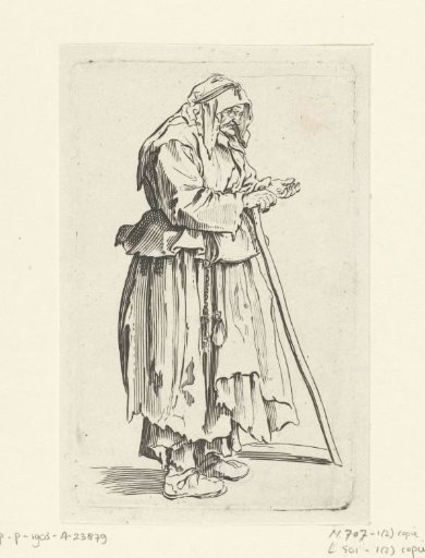 Female beggar holding out her hand