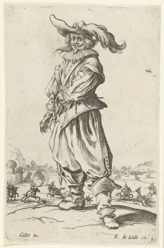 Rider with a plumed hat, seen from the front