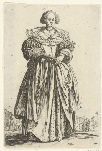 Lady with fan, seen from the front