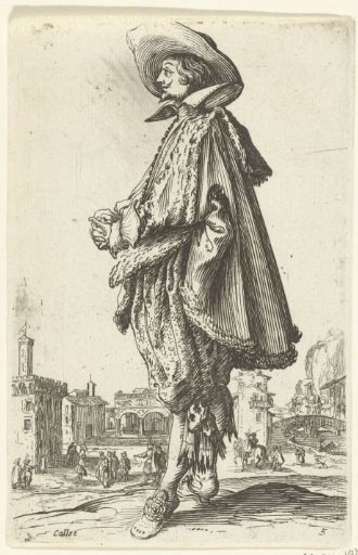 Gentleman with hat, seen from the left