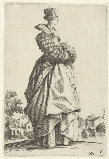 Lady with cap and muff, seen from the right