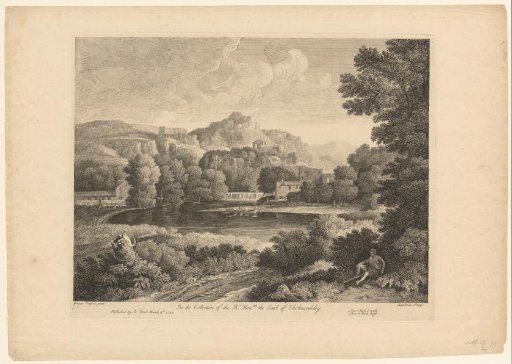 Hilly landscape with a boat in a lake