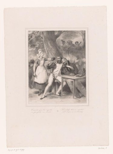Two friendly soldiers with a waitress