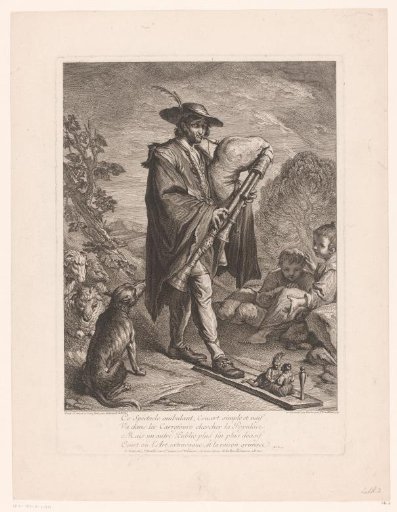 Musette player with puppet show