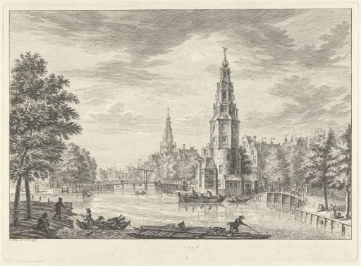 View of the Montelbaanstoren in Amsterdam