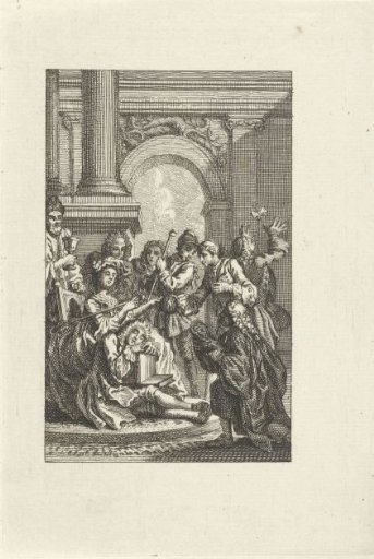 Sleeping man surrounded by figures