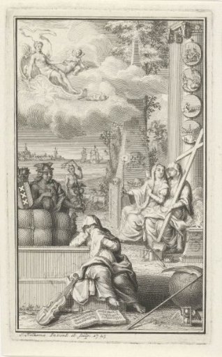 Allegorical figures at a tomb monument