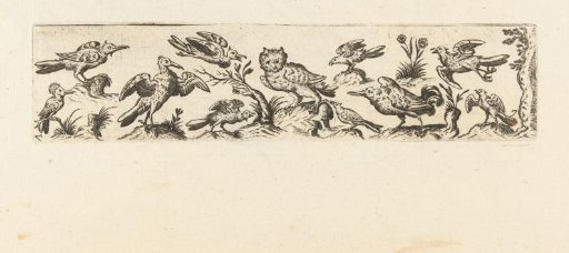 Frisian with Eleven Birds, with a Tree at the Right End