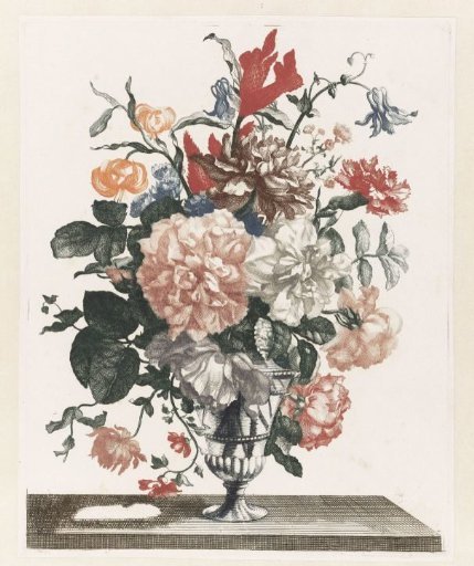 Five Prints of Flowers in Glass Vases