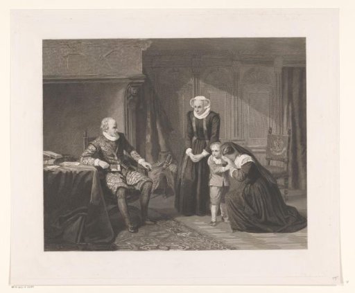 The mother, wife, and son of Reinier van Oldenbarnevelt beg Maurice for mercy, 1623
