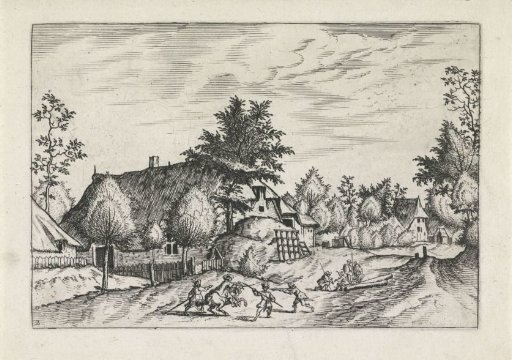 Village Street with Haystack for Farmhouse