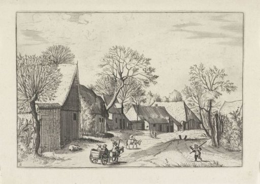 Landscape with farmhouses and barn
