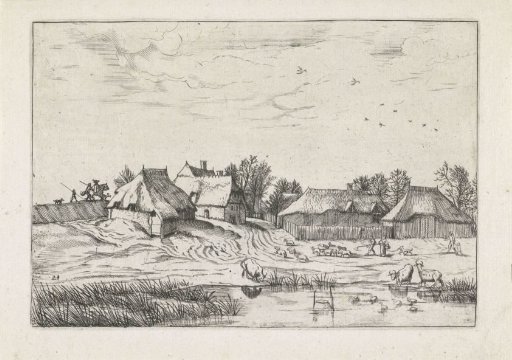 Farmhouses with Drinking Cows in the Foreground