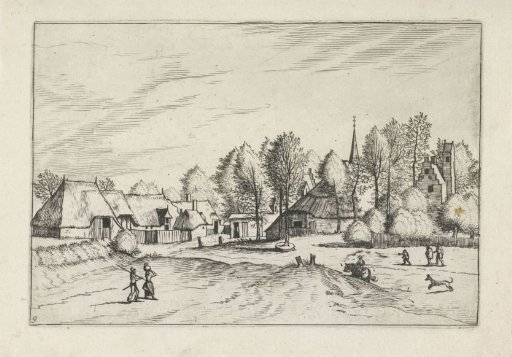 View of a Village with a Church Tower