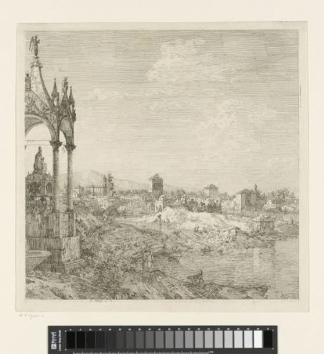 View of a city with a bishop's tomb