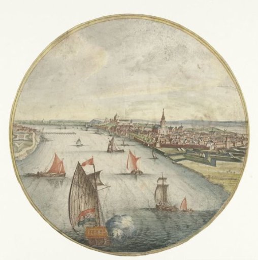 View of Nijmegen with the Waal and the Valkhof Castle