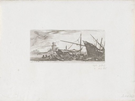 Seaport with three ships being worked on