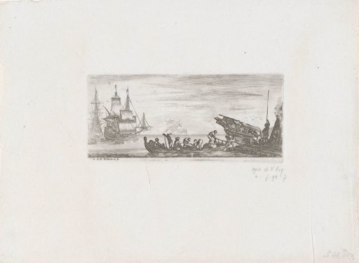 Dockworkers loading a skiff