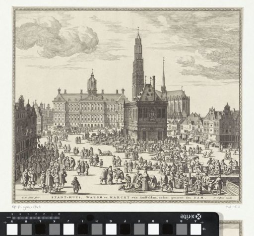 View of the Town Hall, the New Church and the Waag on the Dam in Amsterdam