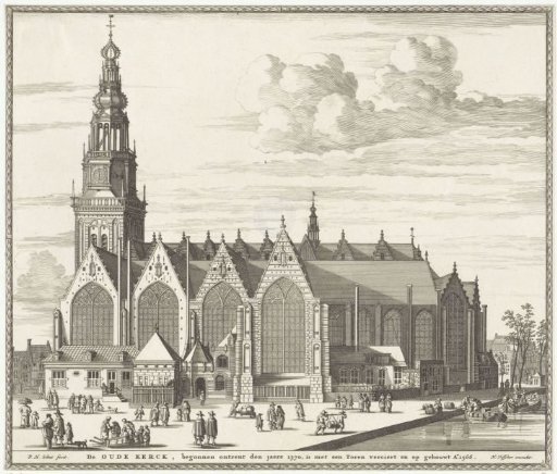 View of the Old Church in Amsterdam