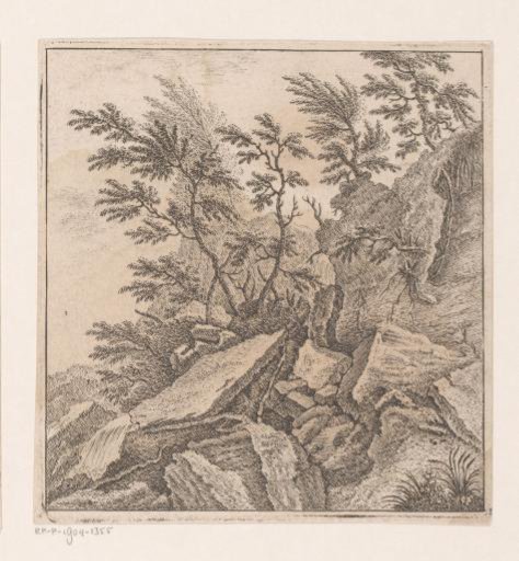 Rocky outcrop with a waterfall