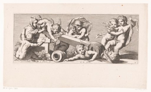 Putti with a fallen term