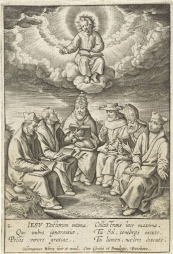 Adoration of the Christ Child by clergy