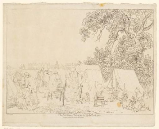 Tents with washing line at a military encampment